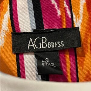 AGB Dress with Orange, Pink, and Black Stripes